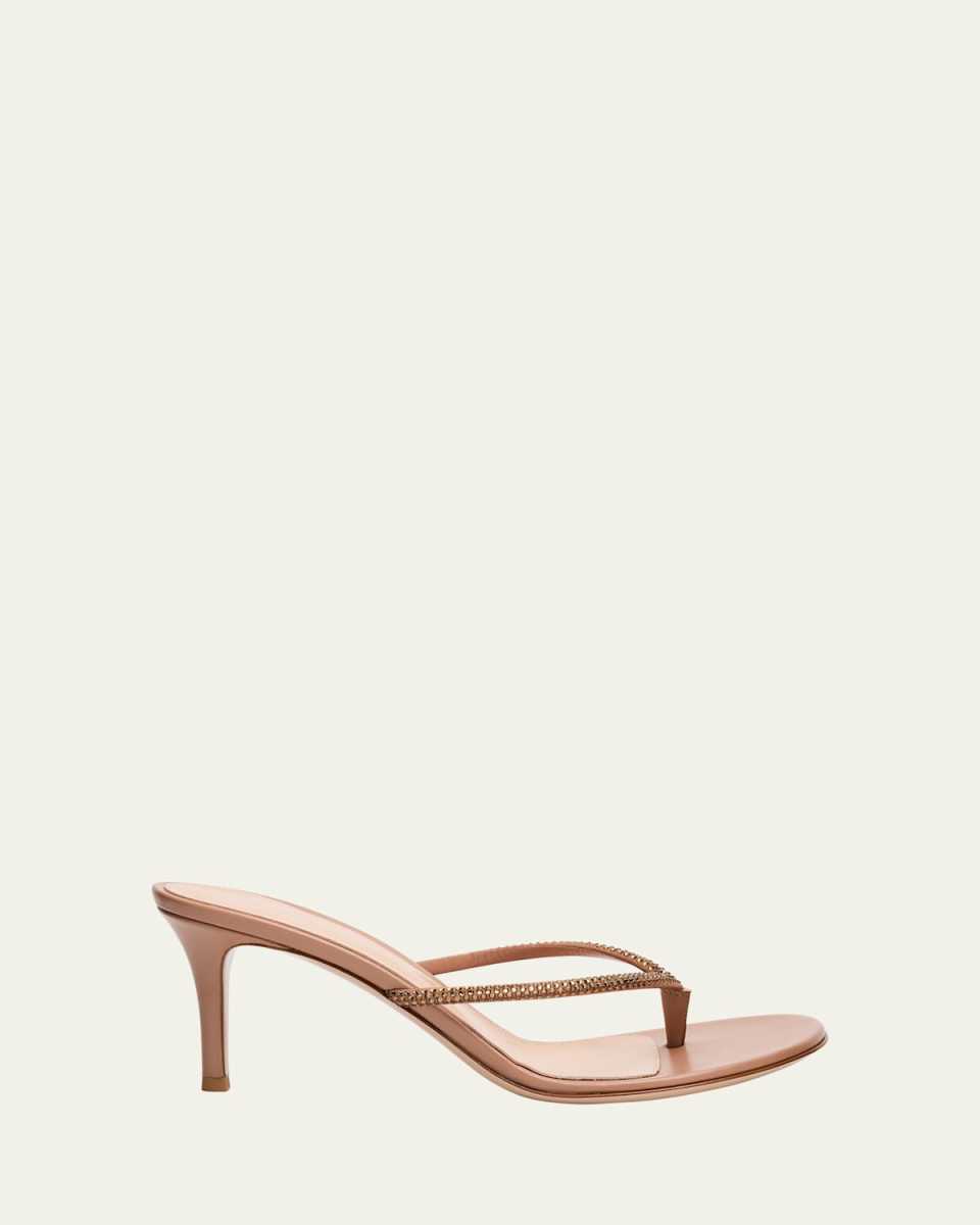India Strass Leather Thong Stiletto Sandals